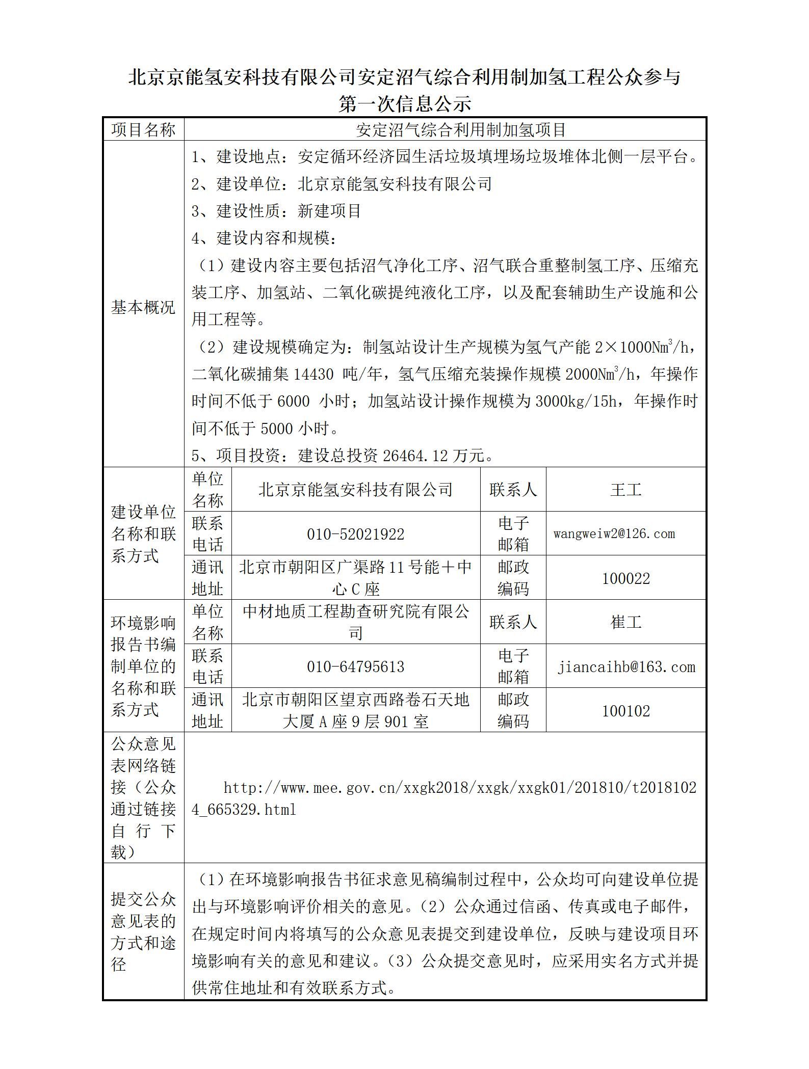 北京京能氢安科技有限公司安定沼气综合利用制加氢工程公众参与第一次信息公示_01