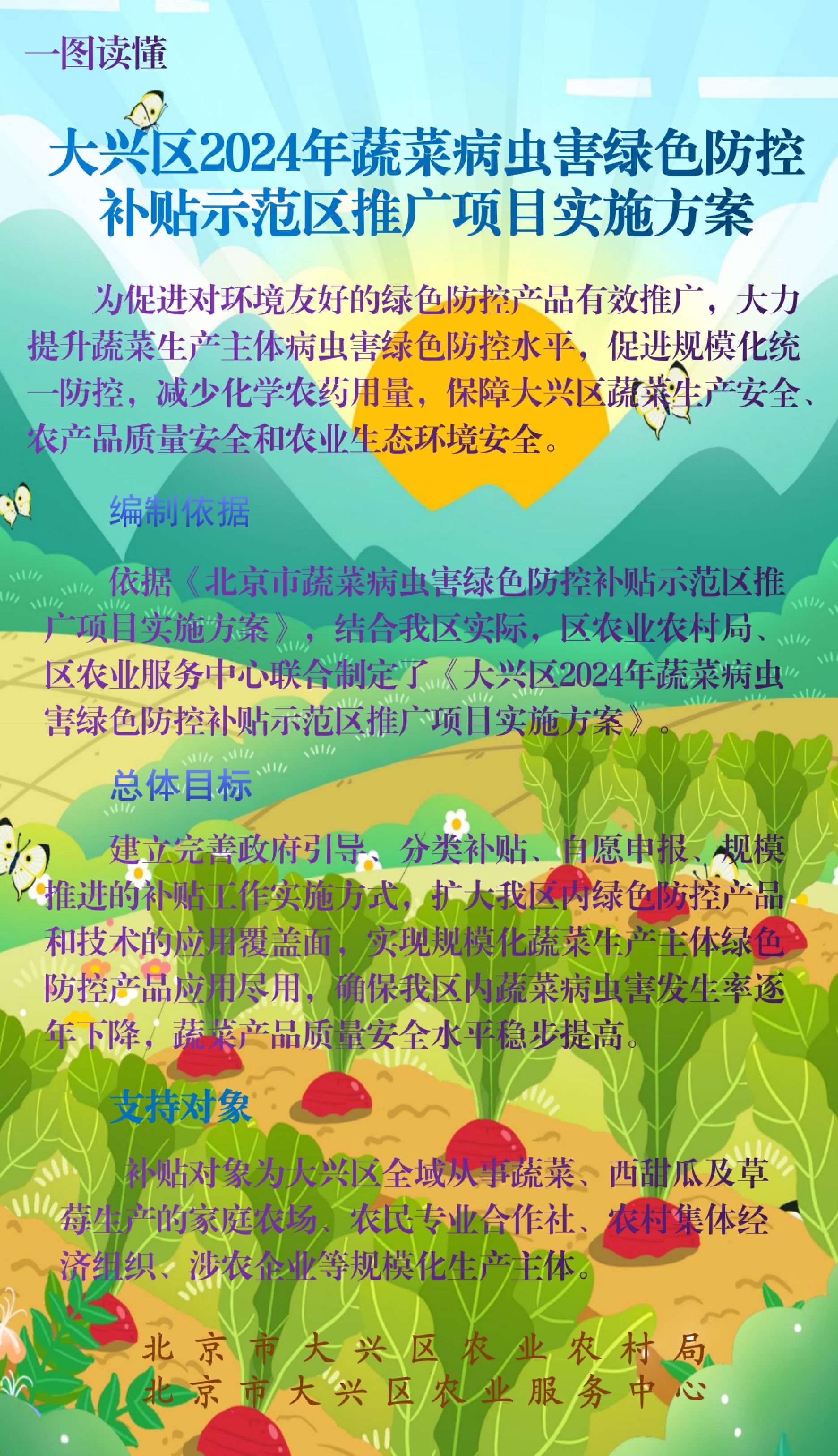 一图读懂：大兴区2024年蔬菜病虫害绿色防控补贴示范区推广项目实施方案