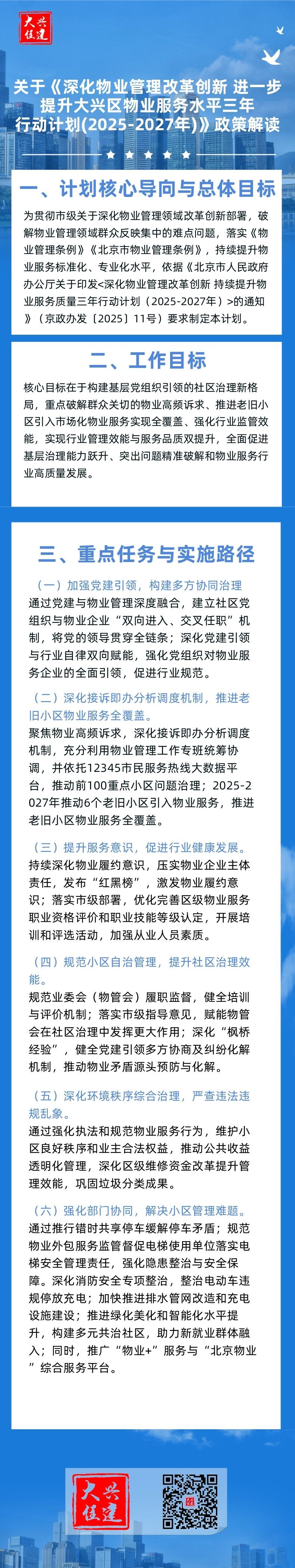 一图就懂：关于《深化物业管理改革创新 进一步提升大兴区物业服务水平三年行动计划(2025-2027年)》政策解读