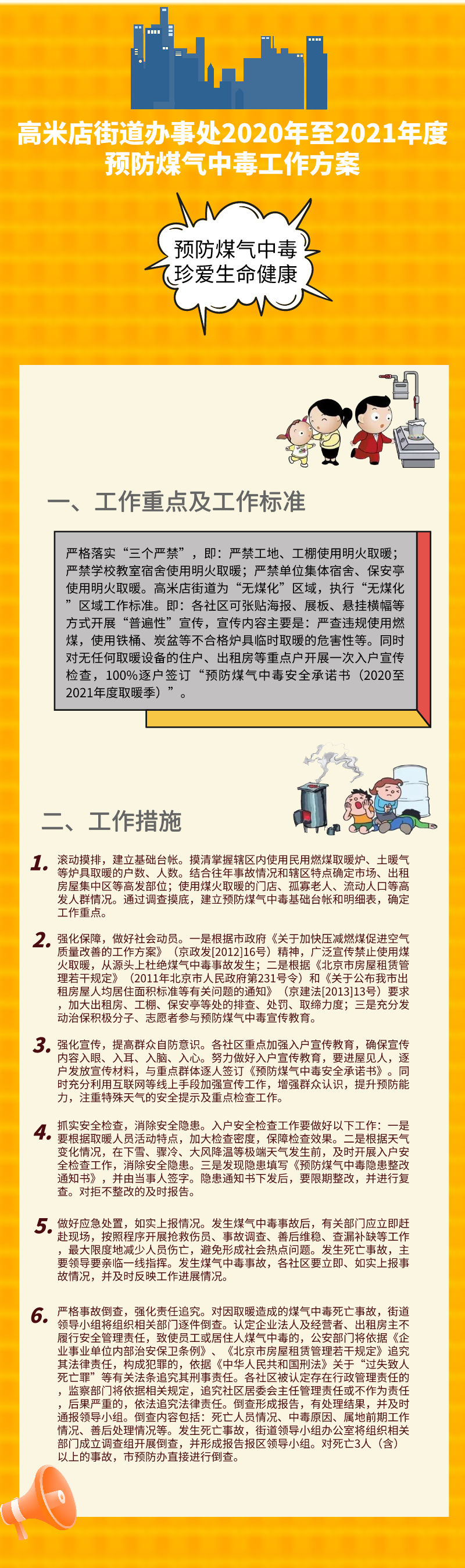 一图读懂 高米店街道办事处2020年至2021年预防煤气中毒工作方案