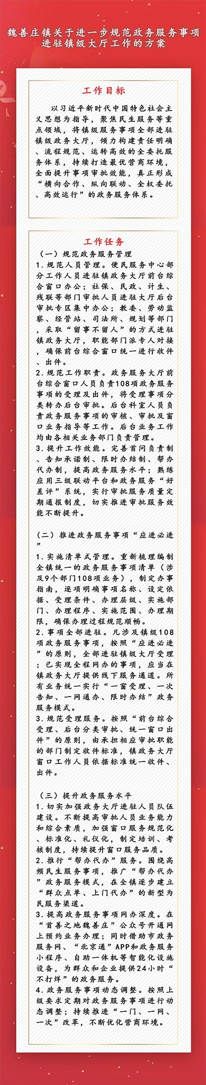 一图读懂：魏善庄镇关于进一步规范政务服务事项进驻镇级大厅工作的方案_副本